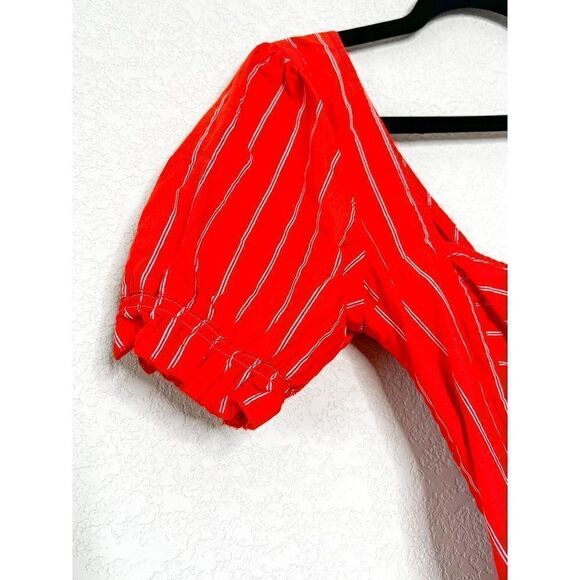 Free People Y2K Cropped Striped Poplin Blouse Size Medium - Picture 2 of 6